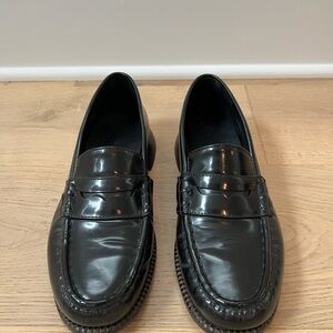 Freda Salvador Shiny Black Leather Loafers